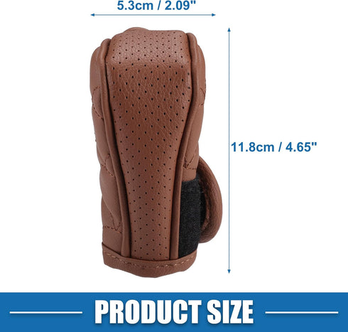 Car Shift Knob Cover with Breathable Design Universal Vehicle Interior Shift Gear Cover Trim Accessories Decorative Faux Leather Brown...