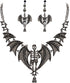 EVER FAITH Austrian Crystal Gothic Style Halloween Skull Bat Necklace Earrings Set...
