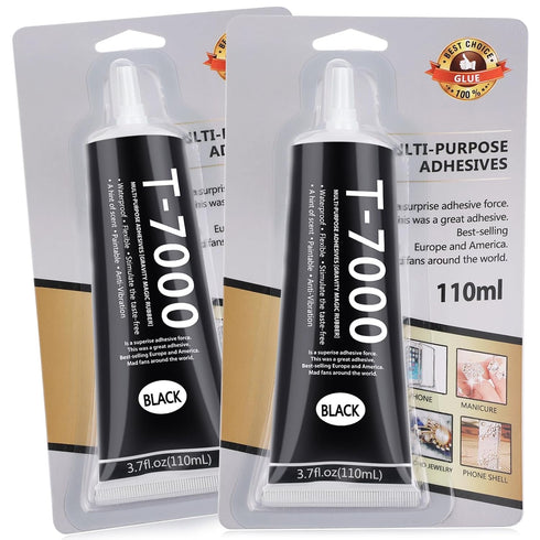 2 x 110ML T 7000 Pone Repair Glue, Multipurpose T-7000 Super Glue Semi Fluid Black Adhesive for Phone Screen Repair, Craft, Wooden, Leather, Shoes...