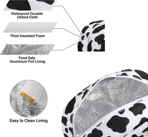 Insulated Lunch Bag Reusable Lunch Box Lunch Cooler Tote Bag for Women Men Adults Work Picnic (Cow Print)...