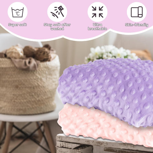 2 Pcs Changing Pad Cover 16 x 32 Inch Ultra Soft Dots Plush Changing Table Covers for Baby Girls and Boys Changing Pad Liners (Pink & Purple)...