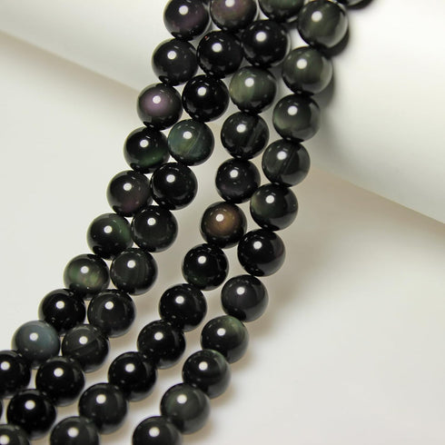 Rare Collection Natural Stone Beads Rainbow Obsidian Round Loose Beads for Jewelry Making DIY Bracelet Necklace (4mm)...