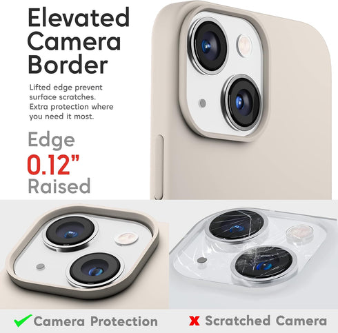 IceSword iPhone 14 Plus Case Stone (2022), Liquid Silicone Case Phone Cover Slim Protective, Soft Anti-Scratch Microfiber Lining, Light Beige Tan ...