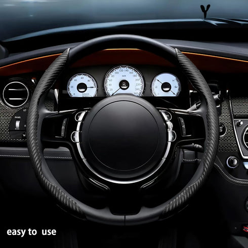 Generic Car Steering Wheel Cover Matte Carbon Fiber 2-3pcs, Steering Wheel Wrap Set Non-Slip Protector Interior Decoration 14.5"" to 16"" Steering...