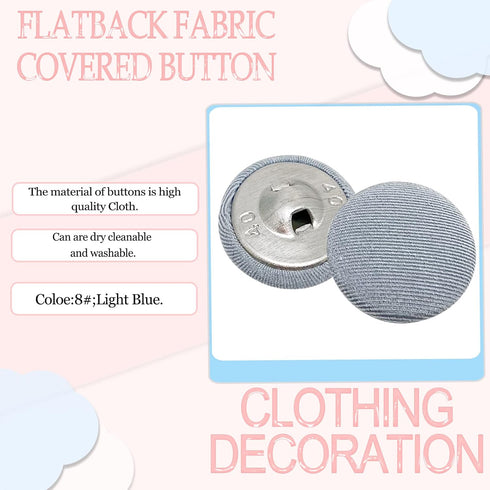 20Pcs Flatback Fabric Covered Button for Suits Gowns Blouses DIY Sewing Accessories,25mm/1in(8#;Light Blue)...