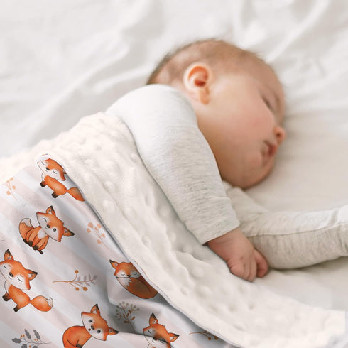SANDJEST Fox Baby Blankets for Girl Boy - 30 x 40 Minky Blanket with Double Layer Dotted Backing for Infant Nursery Newborn Toddler...