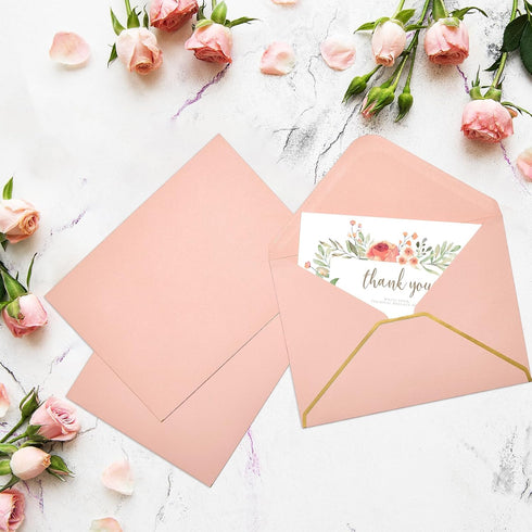 ACSTEP 25PACK 5X7 Envelopes, Luxury Rose Pink A7 Envelopes Self Seal for Weddings, Invitations, Photos, Postcards, Greeting Cards Mailing,Baby Sho...