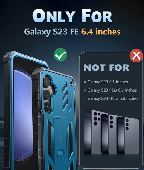 FNTCASE for Samsung Galaxy S23-FE Case: Military Grade Protective Hard Phone Case with Kickstand | Screen Protector | Shockproof TPU Full Protecti...