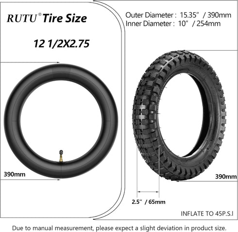 RUTU 12.5x2.75 Inner Tubes Set - Heavy Duty Inner Tubes Replacement for Electric Dirtbike, Scooter, Kids Bicycle, Stroller - Angled Copper Valve, ...