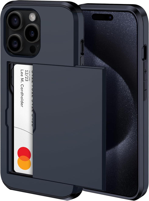 ???????? ?????? iPhone 15 Pro Case with Card Holder - Wireless Charging Compatible iPhone 15 Pro Wallet Case with Hidden Card Slot for Men and Wom...