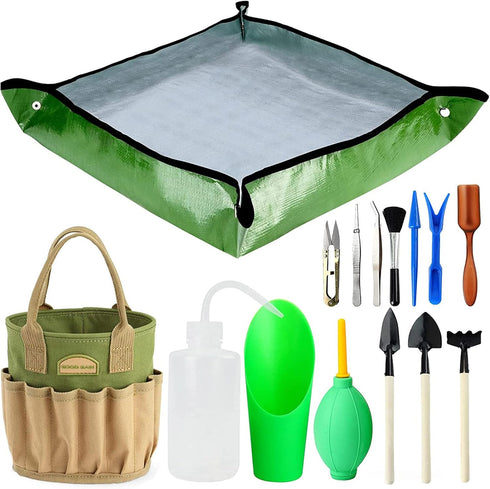 13 Pieces Succulent Tools Kit with Organizer Bag, Gardening Tool Set with Tote,Mini Succulent Garden Tool Kit Succulent Bonsai Planter Set Indoor ...