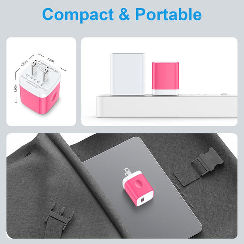 USB Wall Charger Block,2 Pack USB Power Adapter Charging Box for iPhone 15 Pro/14 Pro Max/13/12/11/SE/XS/XR/X/8Plus,Samsung Galaxy S24/S23 FE/S22/...
