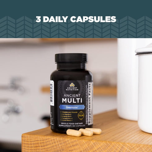 Ancient Nutrition Multivitamin for Immune Support, Immune, 21 Vitamins and Minerals with Vitamin D & C, Turmeric, Supports Immunity, Stress Relief...