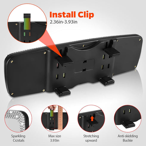 Linkstyle Bling Car Rear View Mirror, Crystal Rhinestones Rearview Mirror with Glitter Mask Hook Universal Fit Most Vehicle Cars SUV Vans Trucks, ...