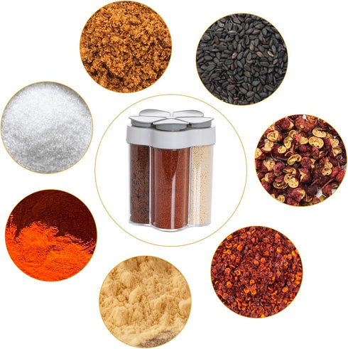 5 in 1 Salt and Pepper Shaker Travel Spice Container Portable Camping Seasoning Shaker Seasoning Condiment Jars with Lid for Home Restaurant Campi...