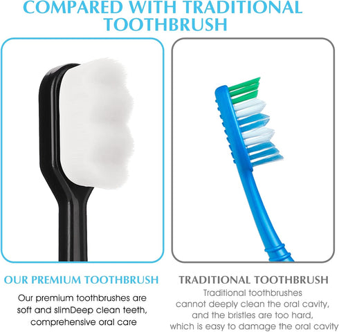 2 PCS Extra Soft Toothbrush Micro Nano Toothbrushes with 10000 Bristles Sterile Fiber Adult Toothbrush Painless Brushing for Sensitive Gums Teeth ...