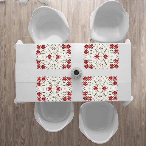 AerWo 6Pcs Christmas Holiday Placemats, Embroidered Poinsettia Christmas Table Place Mats for Christmas Dinner Christmas Table Decorations 11 × 17...