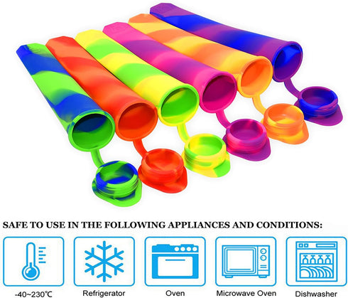 Popsicle Molds,6 Pieces Silicone Ice Pop Molds,Drip Free Popsicle Maker for Kids,BPA Free Freezer Tubes with Lids,For Snacks,Popsicle,Yogurt Stick...