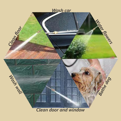 Garden Hose Nozzle Heavy Duty Metal Outdoor Water Sprayer High Pressure Hose Attachment Long Rod Jet Nozzle Gun 360°Rotaing Water Adjustmen for Ca...