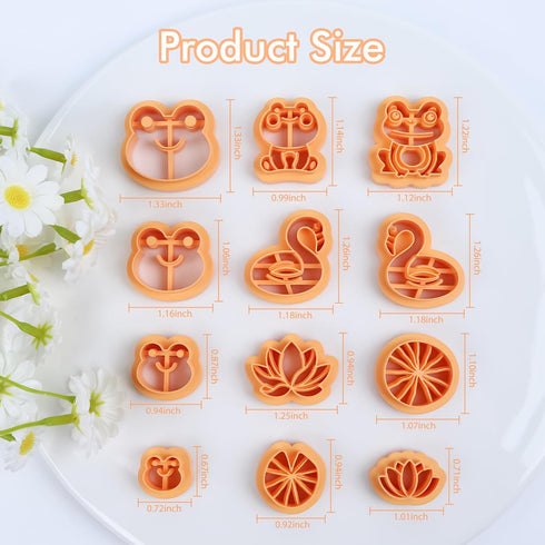 Puocaon Summer Polymer Clay Cutters - 12 Pcs Clay Cutters for Polymer Clay Jewelry, Frog Clay Jewelry Cutters, Lotus Leaves Polymer Clay Cutters f...