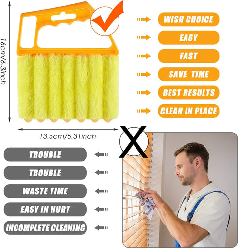 1 Piece Blind Cleaner Duster Tool, 7 Finger Dusting Cleaner Tool for Window Venetian, Washable Mini Cleaner Brush, Hand Held Cleaner Tool for Air ...