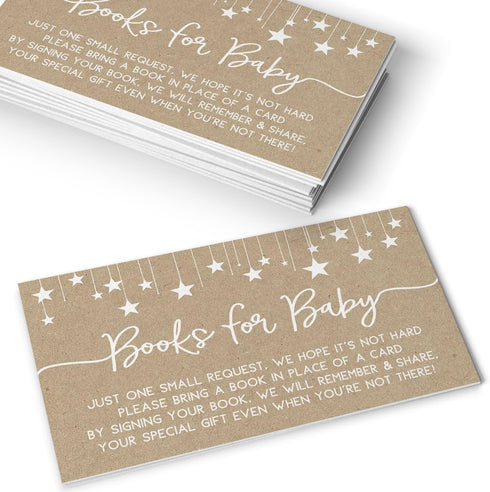 Printed Party Baby Shower Bring a Book Insert Cards, Rustic Kraft, Set of 25...