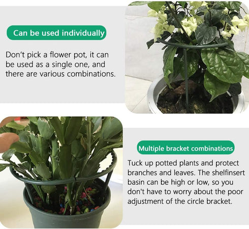 10 Pack Plant Support Plant Stakes, Metal Half Round Plant Support Ring Plastic Plant Cage Holder Flower Pot Climbing Trellis for Small Plant Flow...