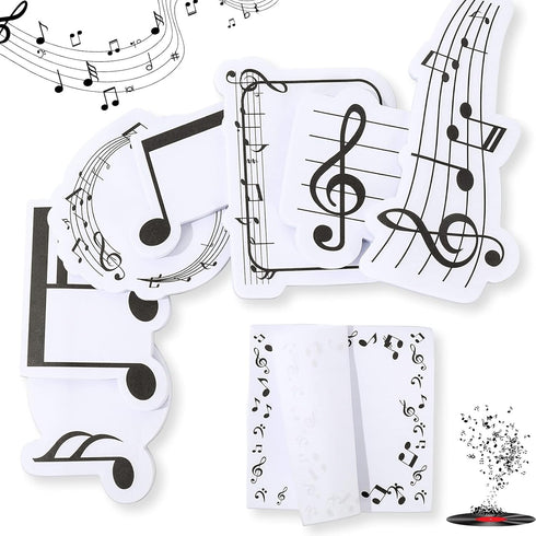 Whaline 960Pcs Music Themed Sticky Notes White Black Musical Self-Stick Notes 8 Designs Musical Notes Message Reminder Pads for Annotating Books O...