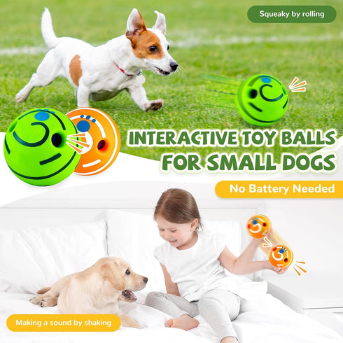 2 Pack Giggle Ball for Dogs Small Funny Wiggle Ball Dog Toys Interactive Dog Toys for Boredom Small Dog Squeaky Balls for Puppy Small Dogs Pug to ...