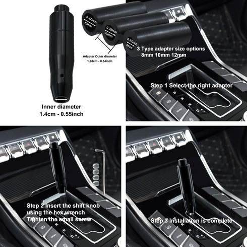 Car Automatic Shift Knob with Push Button Aluminum Alloy Polished Metal Driving Gear Lever Shifter Knobs Transmission Handle Stick Black...