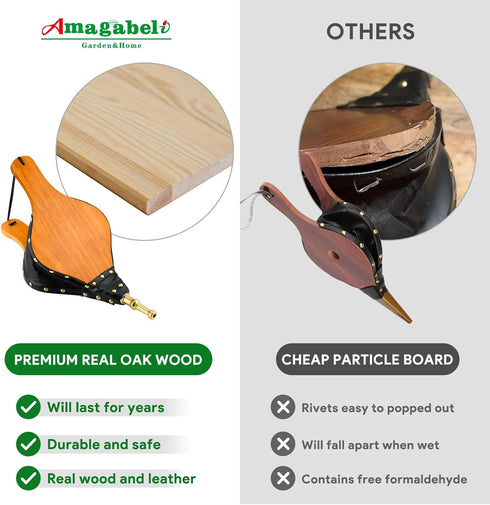 Amagabeli Fireplace Bellows Indoor 15.5"x 7" for Wood Bellow Stove Fire Air Blower for Fire Pit Bellows Outdoor Cooking Camping Nozzle BBQ Charcoa...