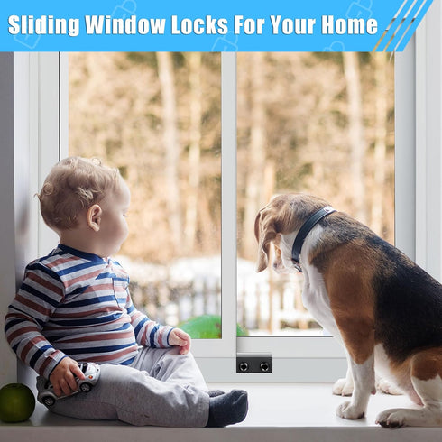 Sliding Window Locks (6 Pack), Window Locks for Up and Down Windows and Horizontal Windows, Window Security Bars, Adjustable Aluminum Window Stopp...