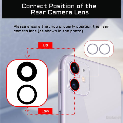 2 Sets for iPhone 11 Purple Rear Back Camera Lens Cover Replacement for iPhone11 Camera Glass Lens Frame Set Dual-Sided Adhesive with Fix Tool Rep...