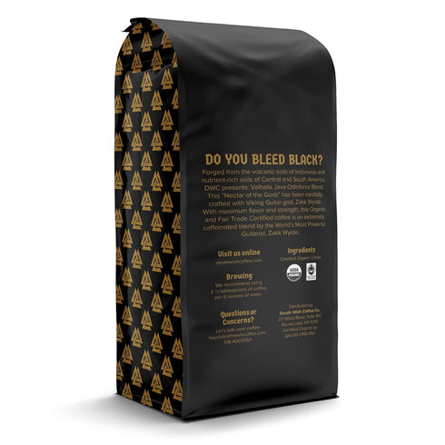 Death Wish Coffee Valhalla Java Dark Roast Ground Coffee, 12 Oz, Bold & Intense Blend of Arabica Robusta Beans, USDA Organic...