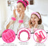 Wecoe Pink Rose Red Spa Headband And Wristband Set Skincare Headband For Washing Face Hair Claw Clips For Thick Hair Cute Puffy Sponge Bubble Make...