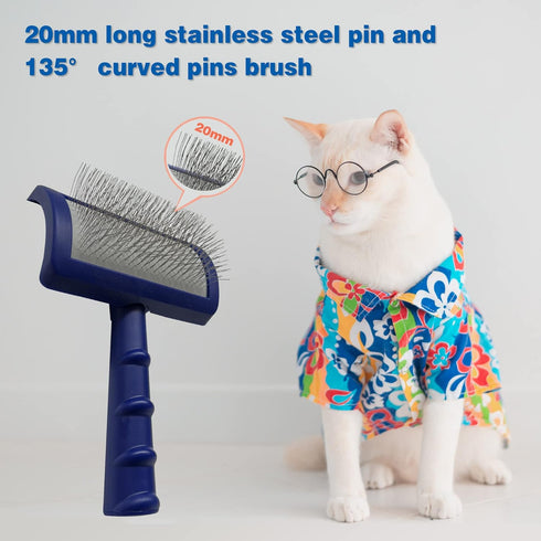 Large Slicker Brush for Dogs,Cats,Extra Long Pin Shedding Brush for Long Haired Dog,Cat, Pet Grooming Wire Brush for Thick Undercoat Curly Tangled...