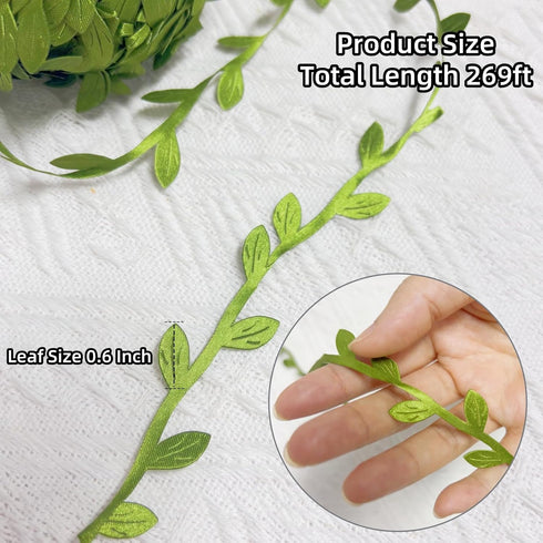 269ft Leaf Ribbon, Baby Shower Decorations Artificial Vines Leaf String Trim Ribbon for Decorative Jungle Wild Plant Green Home Wedding Party Ball...