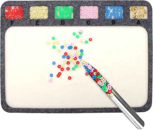 Pletpet 2 PCS Set Bead Mats for Beading, Bead Mat for Jewelry Making with Bead Scoop, Bead Board with Six Individual Grids Beading Trays for Jewel...