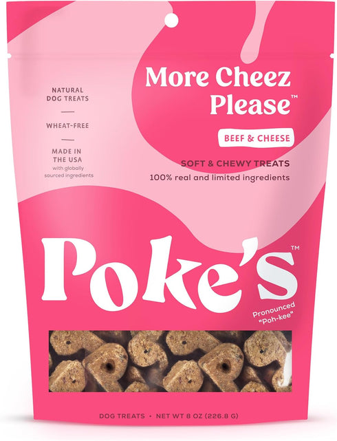 Poke's More Cheez Please Treats for Dogs, Limited Ingredient & Natural Dog Treats, Wheat-Free & Made in The USA, Beef & Cheese Soft & Chewy Treats...