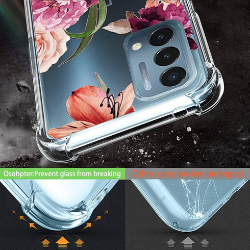 Osophter for Oneplus Nord N200 5G Case,Nord N200 5G Case with Screen Protector Flower for Girls Women Shock-Absorption Flexible TPU Rubber Phone C...