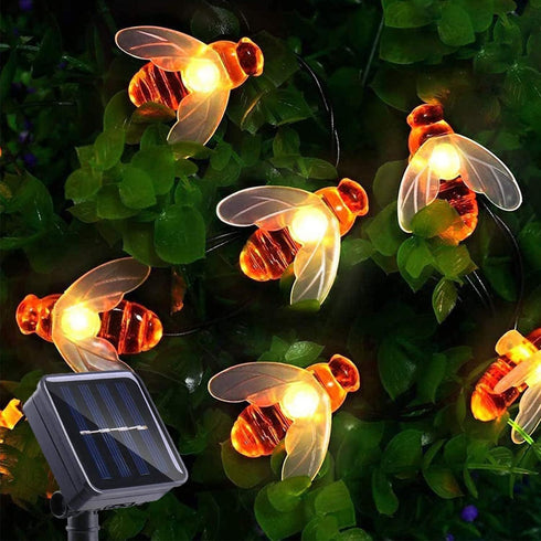 Solar Bee String Lights 30 LED 8 Modes Cute Bee Lights Waterproof Outdoor Lights Starry Fairy Lights Wedding Home Garden Patio Party Christmas Tre...