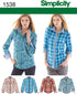 Simplicity 1538 Women's Button Up Shirt Sewing Patterns, Sizes 6-14...