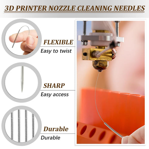 16 Pieces 3D Printer Nozzle Wrench Cleaning Kit,10 Nozzle Cleaning Pins with Storage Box 2 Tweezers 2 Cleaning Copper Wire brushes 2 L-shaped Wren...