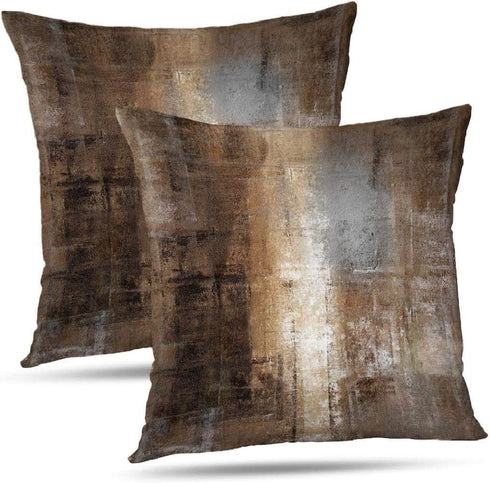 ONELZ Brown Throw Pillows and Grey Throw Pillows Decorative Pillow Covers for Couch Two Sides Printed, Fashion Style Zippered Cushion 18 X 18 Pill...