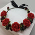 Flower Crown Girls Floral Headpiece - Artificial Burgundy Roses Wedding - Bridal Boho...