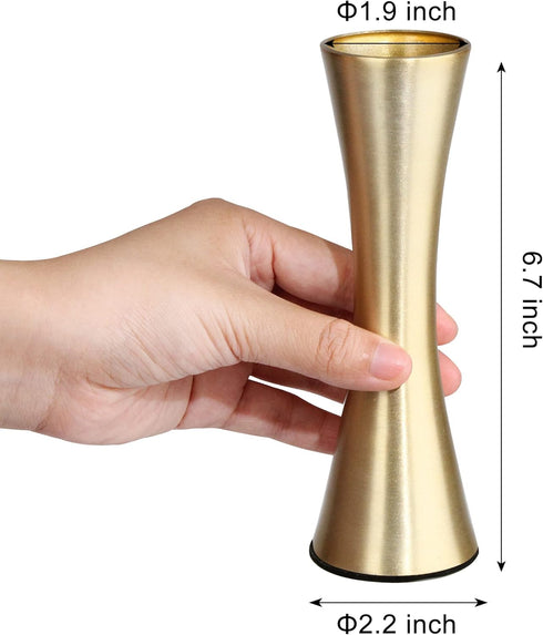 Vixdonos 6.7 inch Brass-Toned Metal Vase Small Flower Vase Set of 2 Modern Decorative Vase for Home Decor, Wedding or Gift(Gold)...