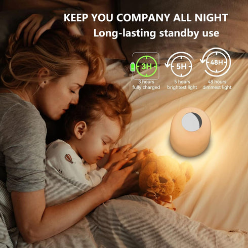 Hifree Touch Bedside Table Lamp,Portable USB-C Rechargeable Night Light for Kids. RGB Dimmable with 3 Modes for Bedroom, Nursery,Living Room. Soft...
