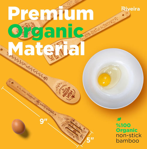 Riveira Modern 6pc Wooden Spoons For Cooking – Great Mother's Day Gift Ideas With Its Unique Design – Wooden Cooking Utensils for Mothers Day Gift...