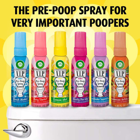Air Wick V.I.P. Pre-Poop Toilet Spray, Up to 100 uses, Contains Essential Oils, Lemon Idol Scent, Travel size, 1.85 oz, Holiday Gifts, White Eleph...