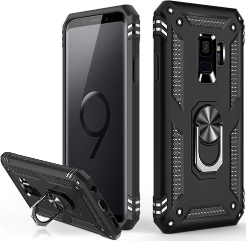 LUMARKE for Galaxy S9 Case,Pass 16ft. Drop Tested with Magnetic Ring Kickstand Compatible with Car Mount Holder,Military Grade Protective Phone Co...